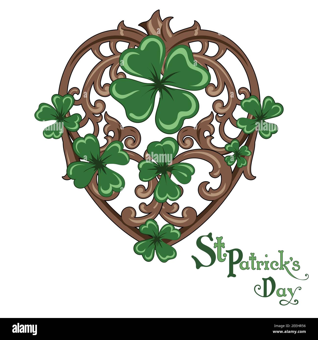 Vierblättriges Kleeblatt im Vintage-Retro-Stil. Irisches Symbol für das fest von St. Patrick Stock Vektor