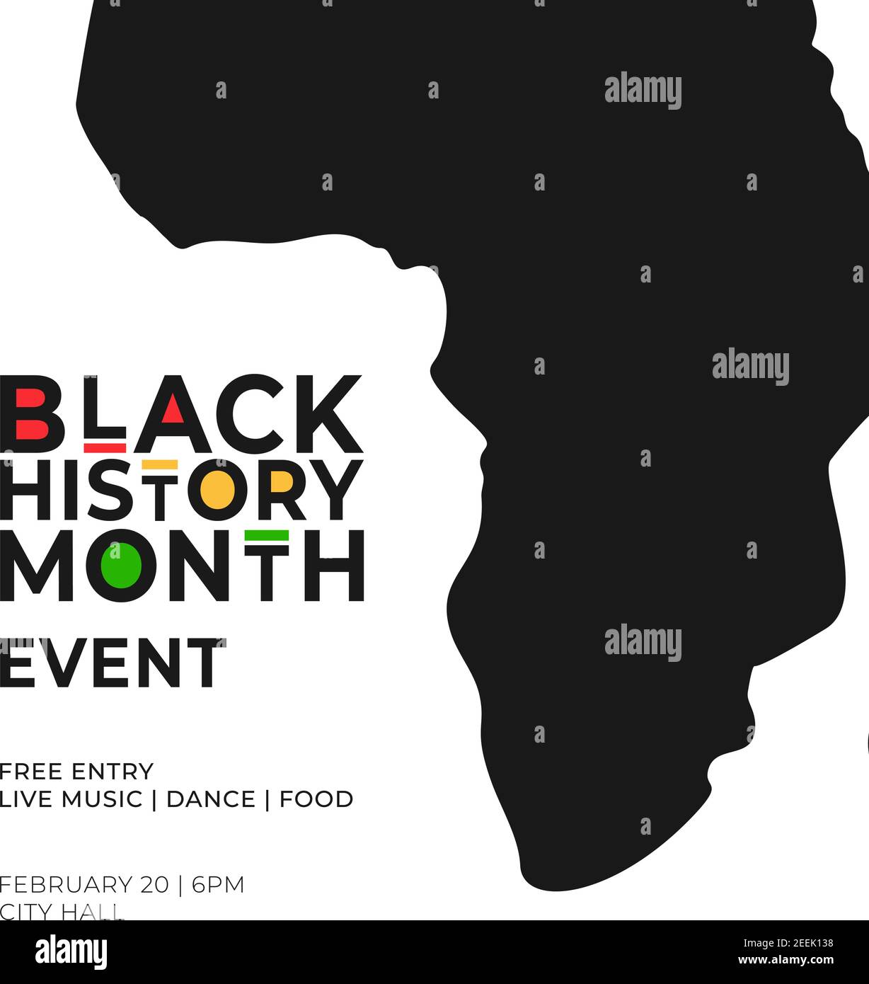 Black History Month Event Poster Vorlage mit afrikanischen Karte Kontinent Silhouette Symbol. Vektor-Illustration für nationale Feiertag Banner oder Karte. Jährlich Stock Vektor