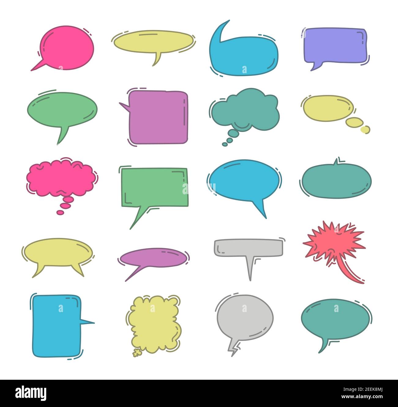 Nette Sprechblase Doodle Set Stock Vektor