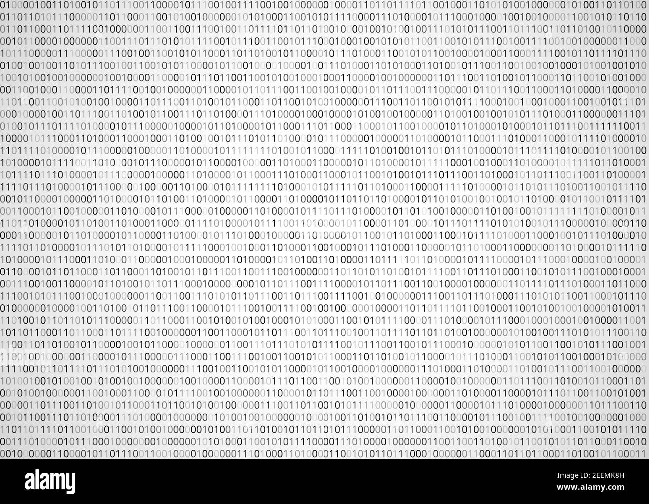 Binärhintergrund weißer Bildschirm, Maschinencode-Chiffre, schwarz, Vektor-Hintergrund Stock Vektor