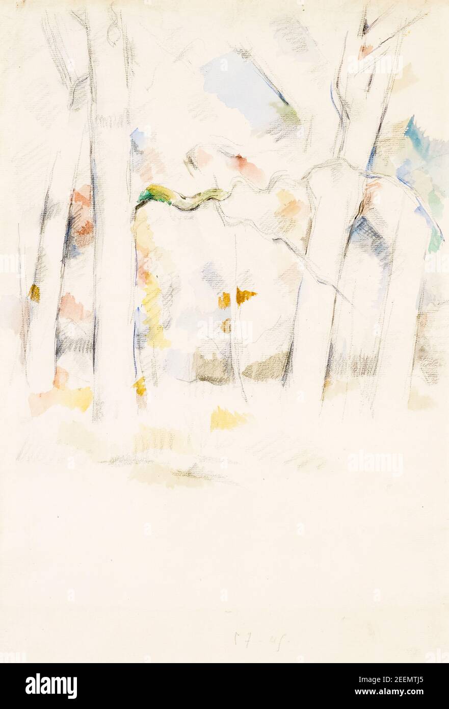 Paul Cezanne, Sous-bois (unter den Bäumen), Landschaftsmalerei, 1882-1884 Stockfoto