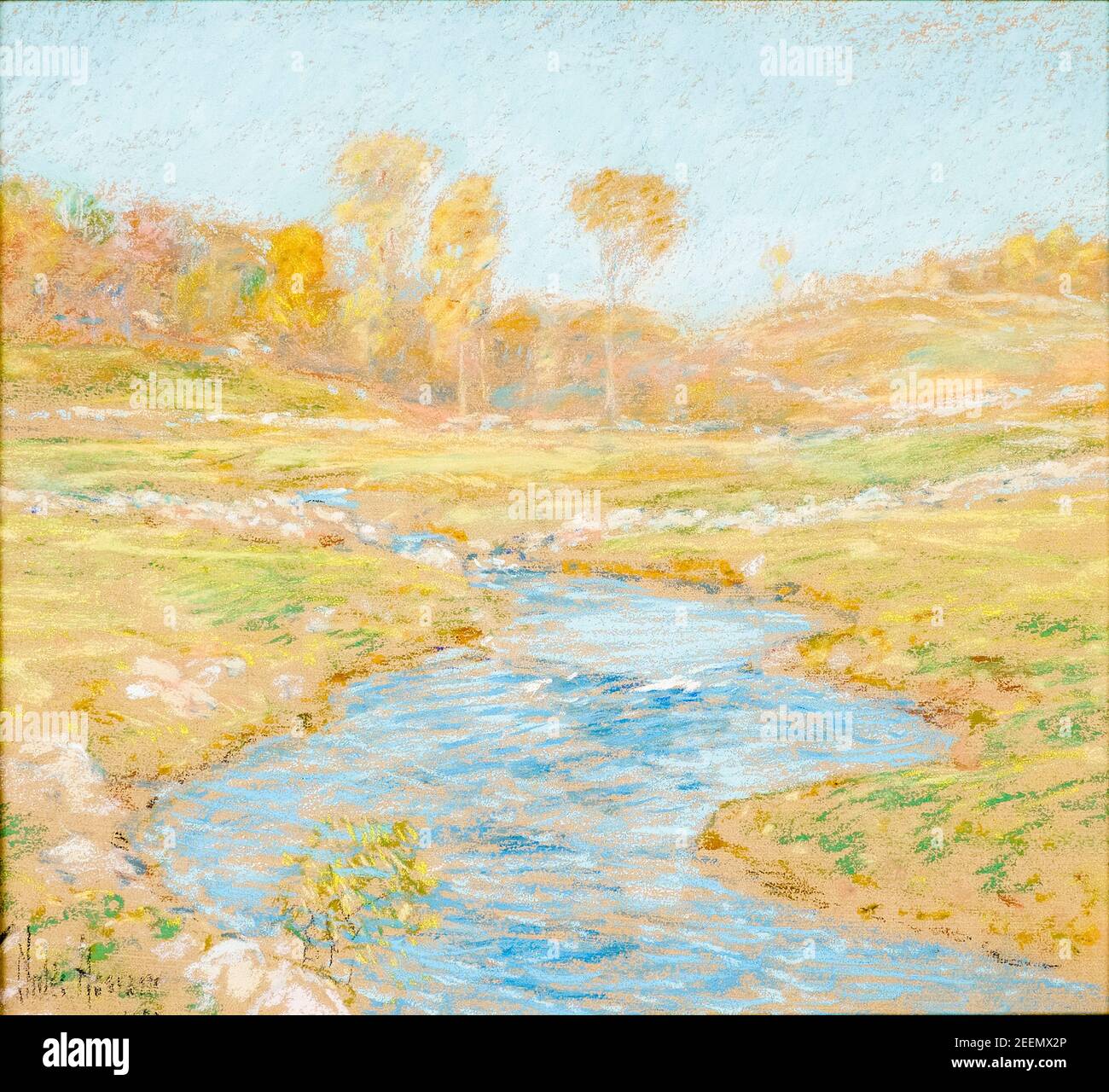 Childe Hassam, Brook Back of New Canaan, Connecticut, Landschaftszeichnung, 1902 Stockfoto