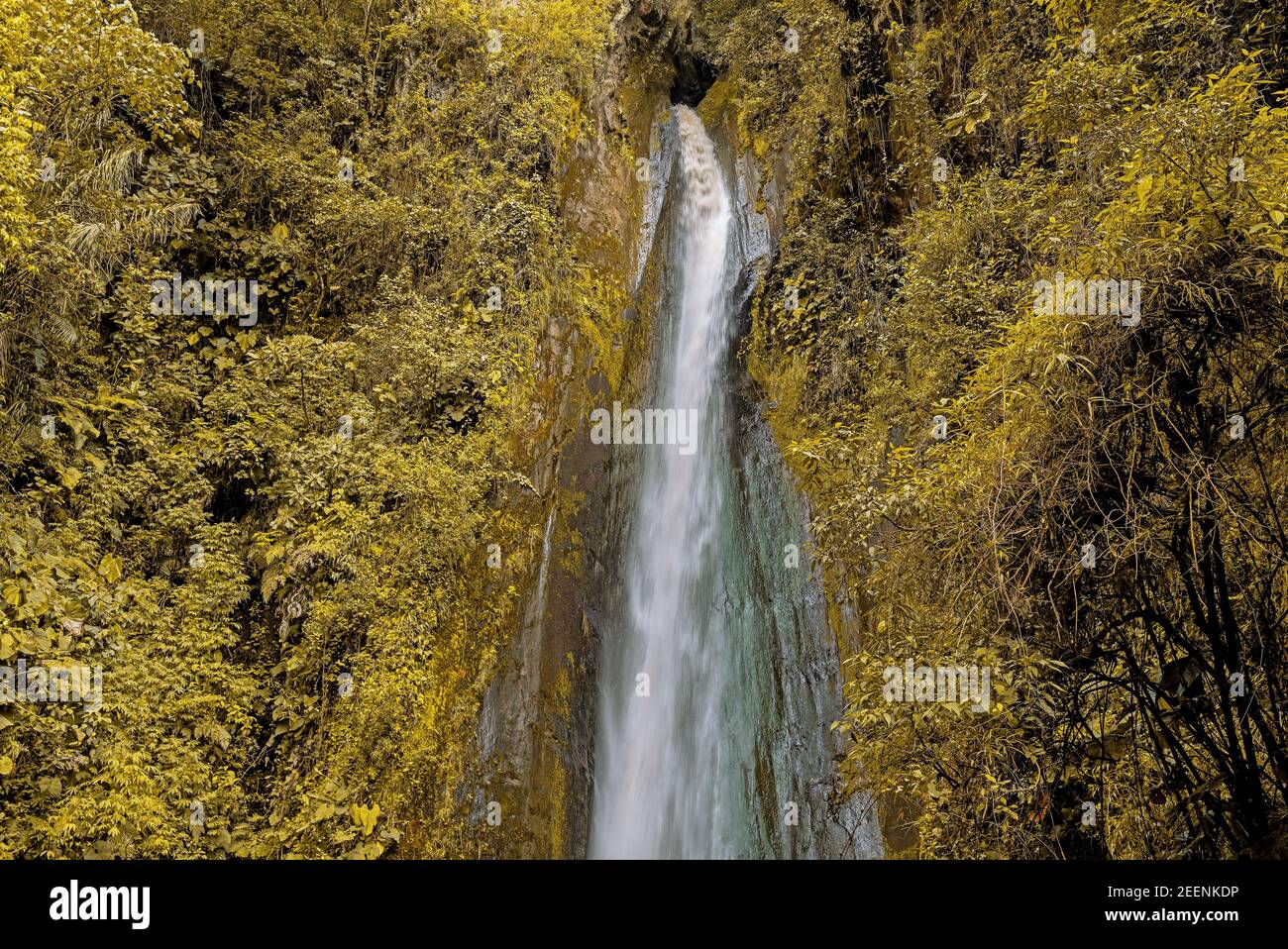 Große Kaskade der Mojanda Wasserfälle bei Quito, Ecuador. Stockfoto