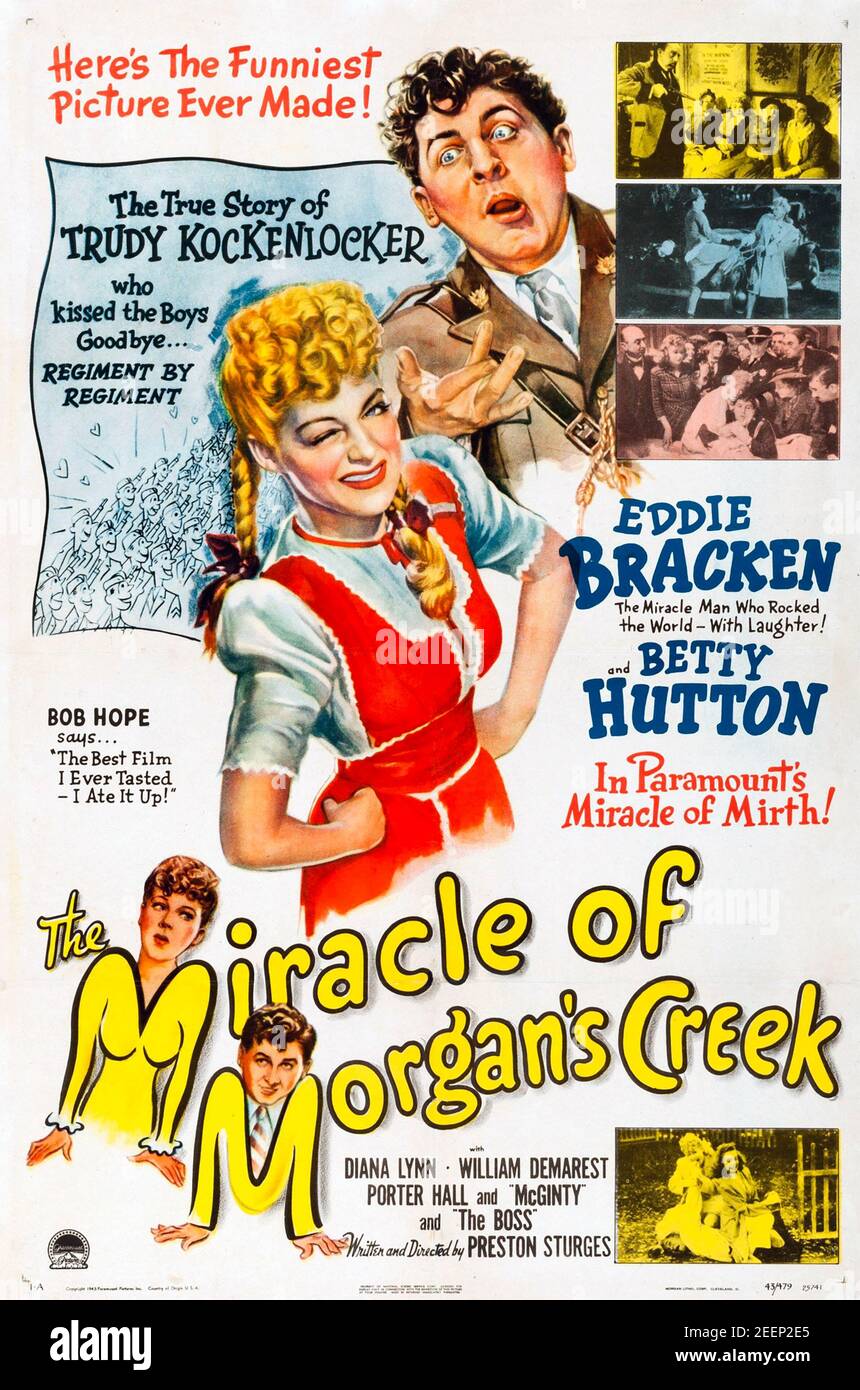 DAS WUNDER VON MORGAN'S CREEK 1943 Paramount Pictures Film mit Betty Hutton und Eddie Bracken Stockfoto