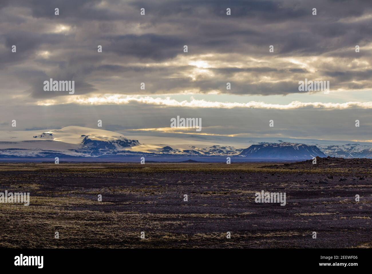 Blick von der Thjodvegur Straße auf das isländische Hochland, Island Stockfoto