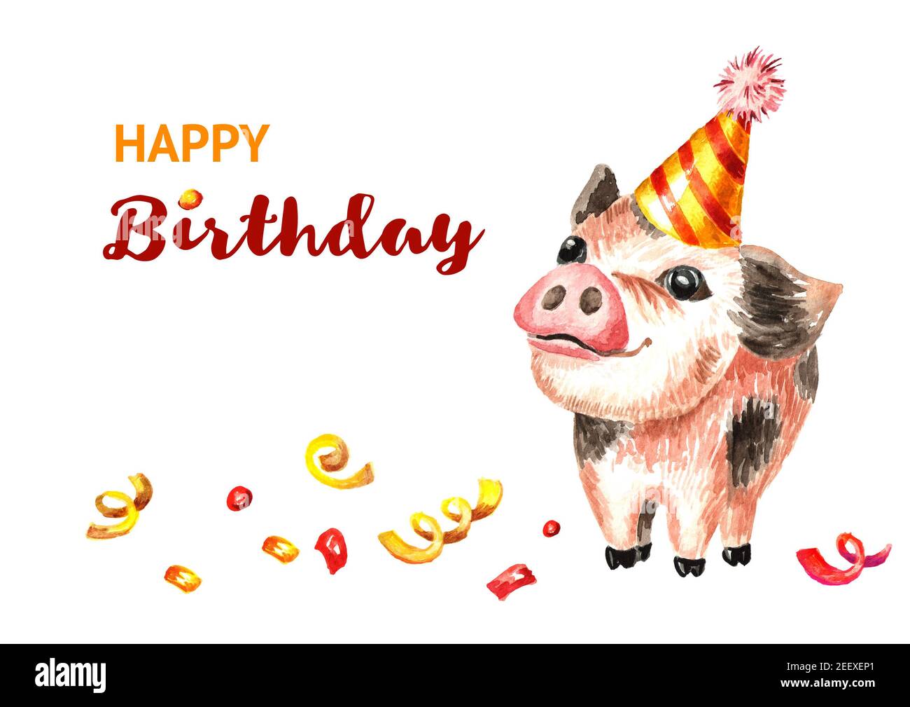 Rosa schwein cartoon happy birthday Fotos und Bildmaterial in hoher