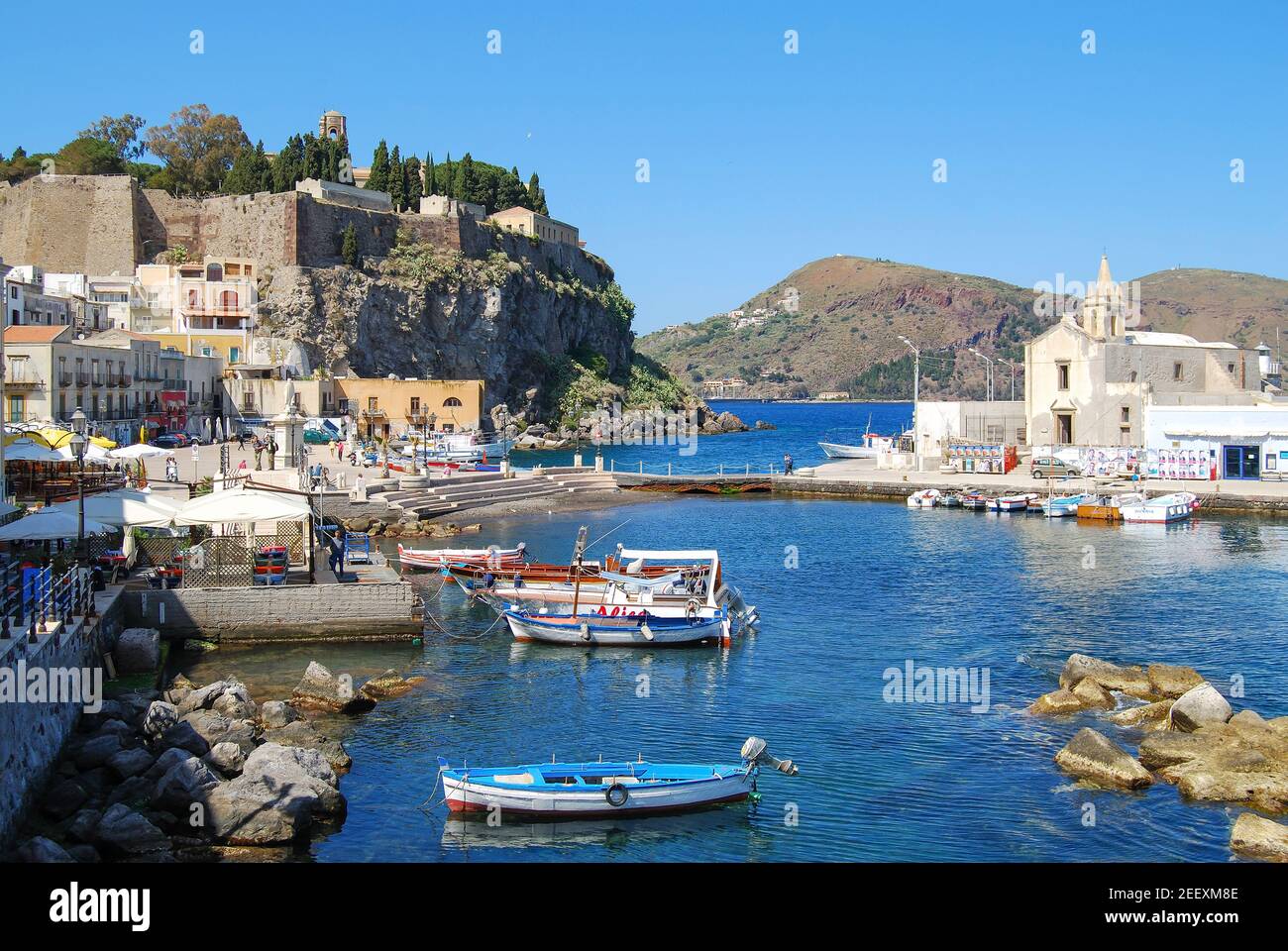 Marina Corta, Lipari, Isola Lipari, Provinz Messina, Sizilien, Italien Stockfoto