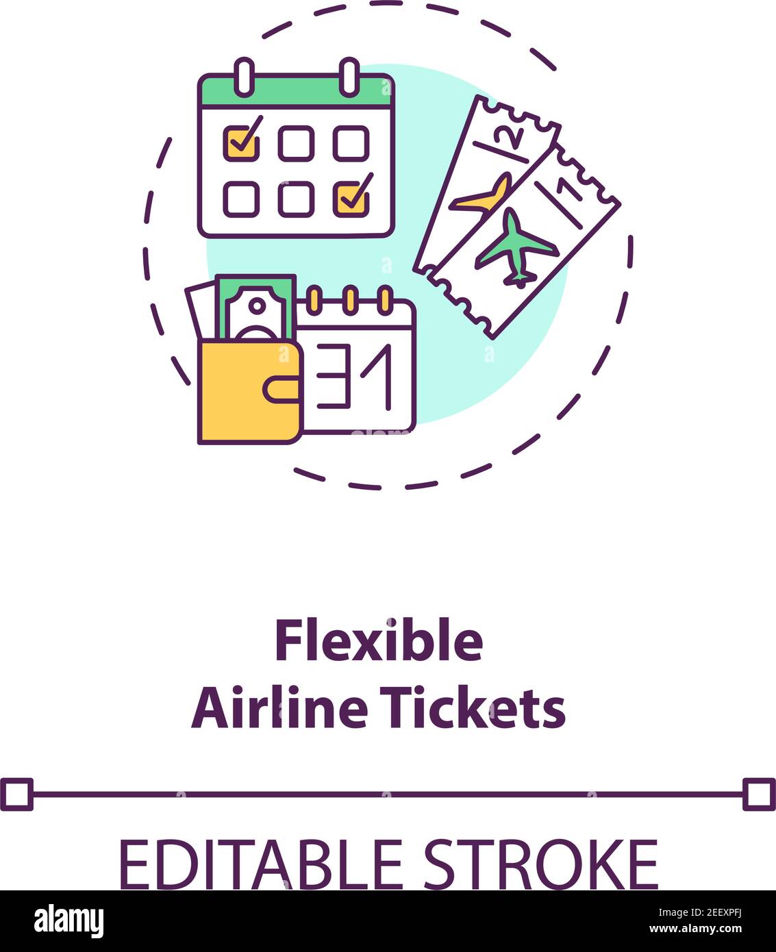 Symbol für flexible Flugtickets Stock Vektor