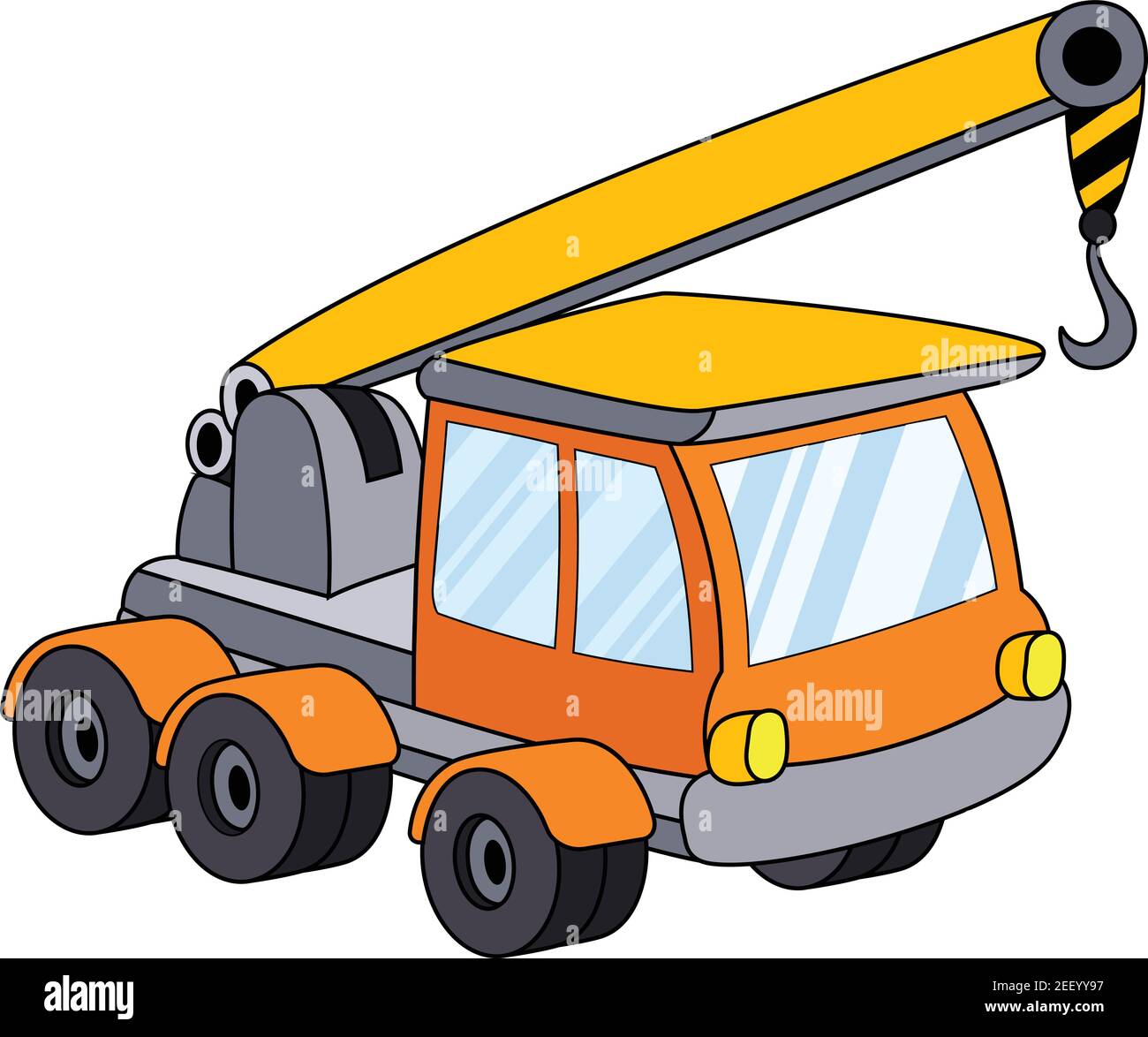 Maschine mit Hebekran Symbol, Cartoon-Stil Stock Vektor