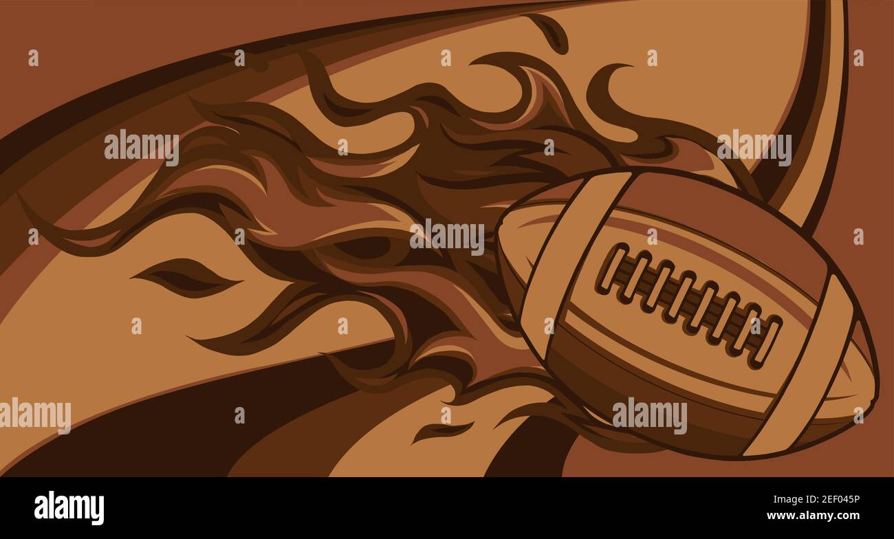 Super schnelle Rugby Ball mit Feuer Vektor Illustration Stock Vektor