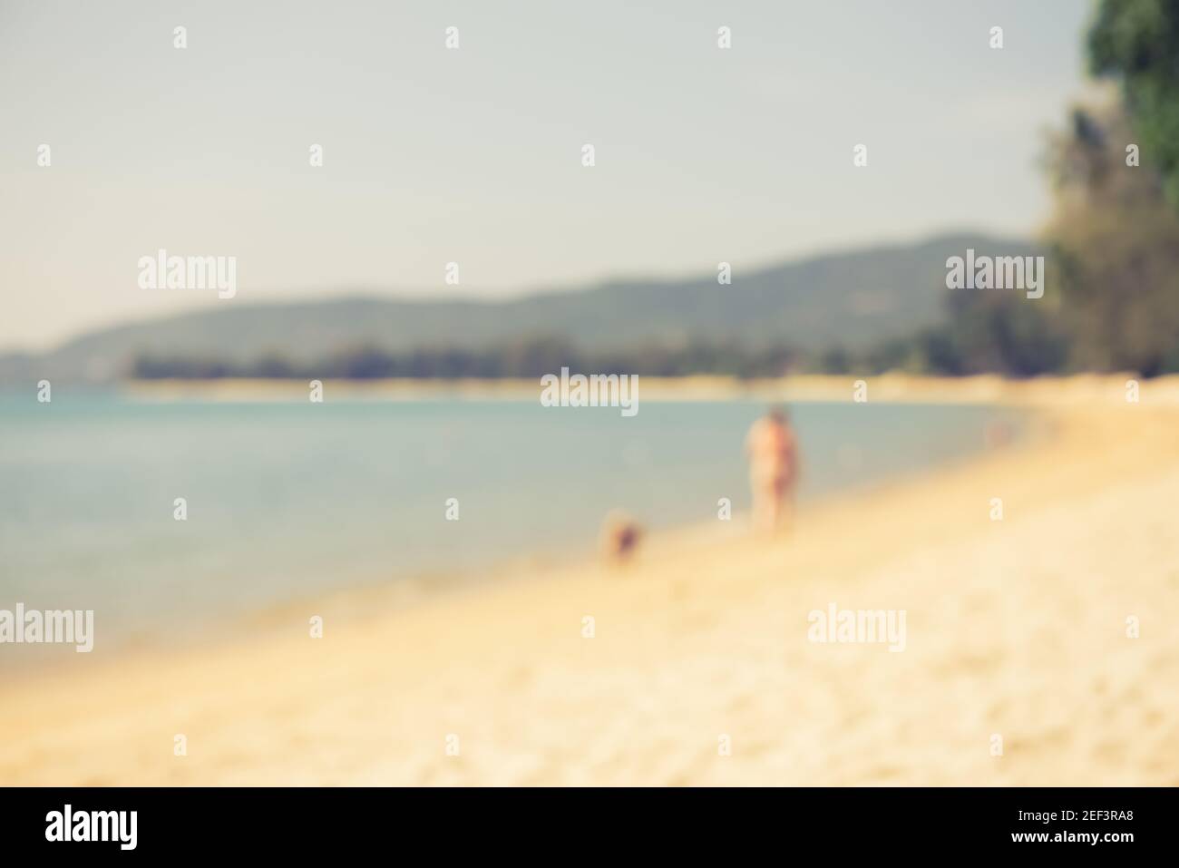 Verschwommener Strand für Hintergrund - Vintage-Ton Stockfoto