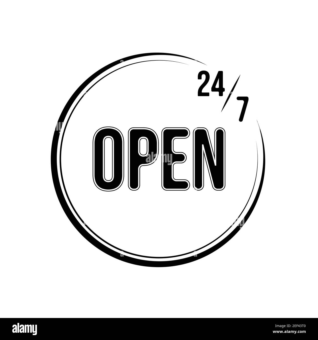 24h 7 Tage in der Woche öffnen Symbol . Vektorgrafik Stock Vektor