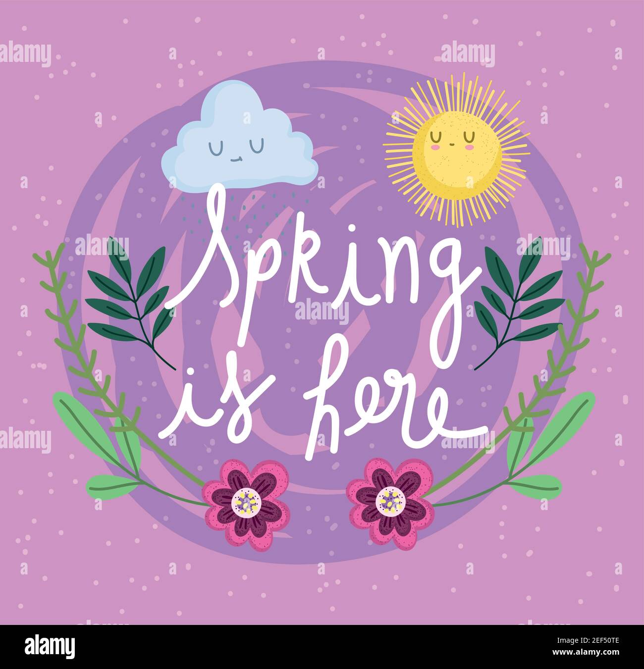 Frühling Zeit Blumen Sonne Wolke Cartoon niedlich Vektor Illustration Stock Vektor