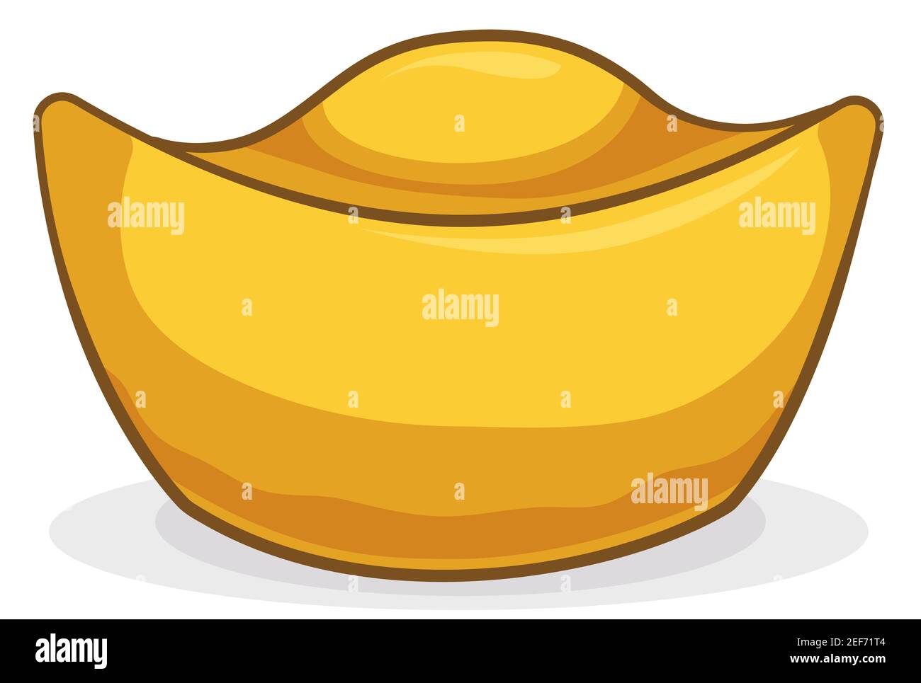 Goldene Sycee oder traditionelle asiatische Barren, isoliert auf weißem Hintergrund. Stock Vektor