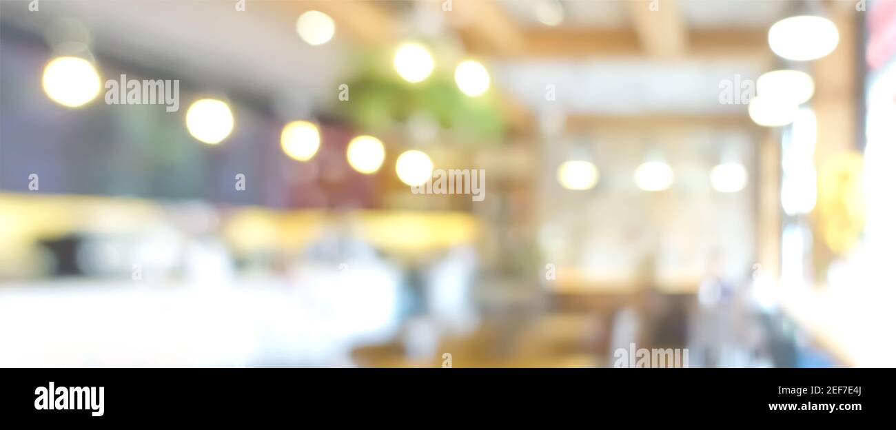 Verwischen Sie den Hintergrund des Innenbanners des Restaurants Stockfoto