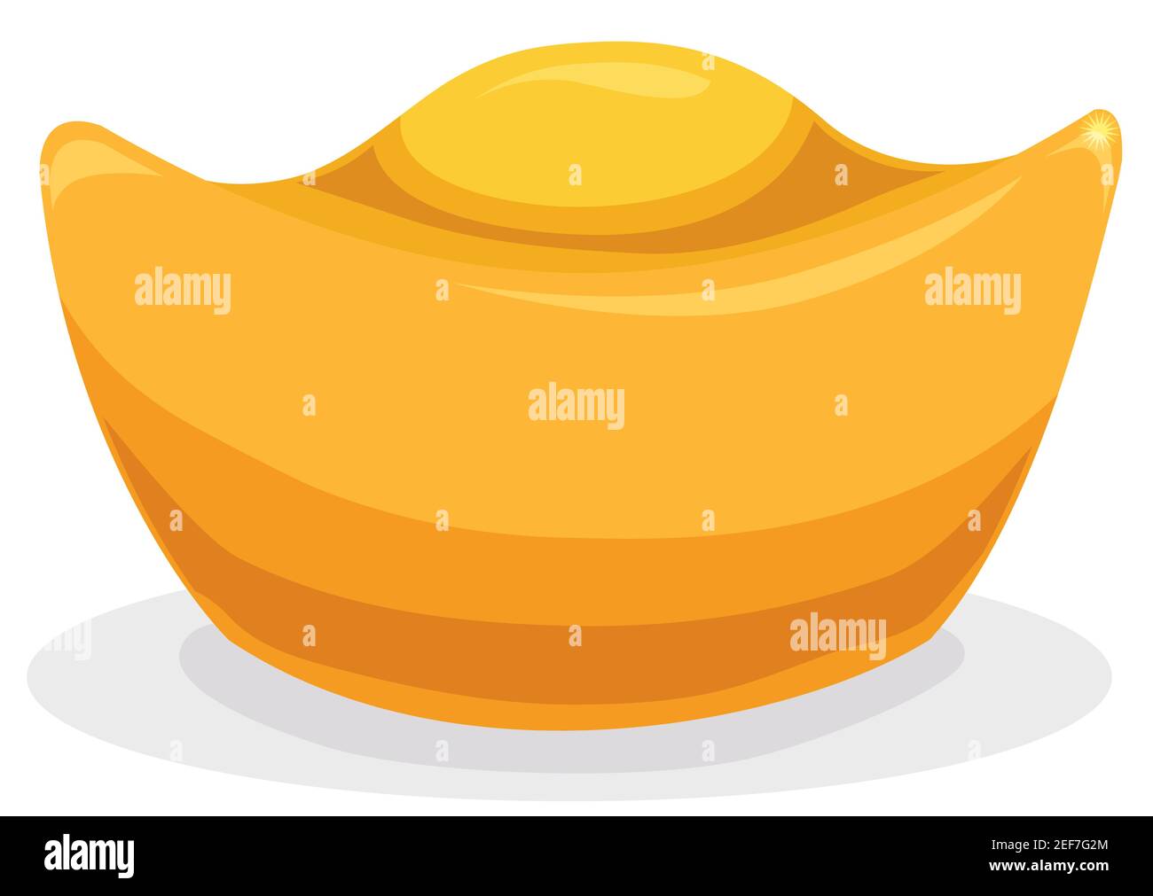 Sycee oder goldener Ingot - in China auch 'yuanbao' genannt - im Cartoon-Stil, isoliert auf weißem Hintergrund. Stock Vektor
