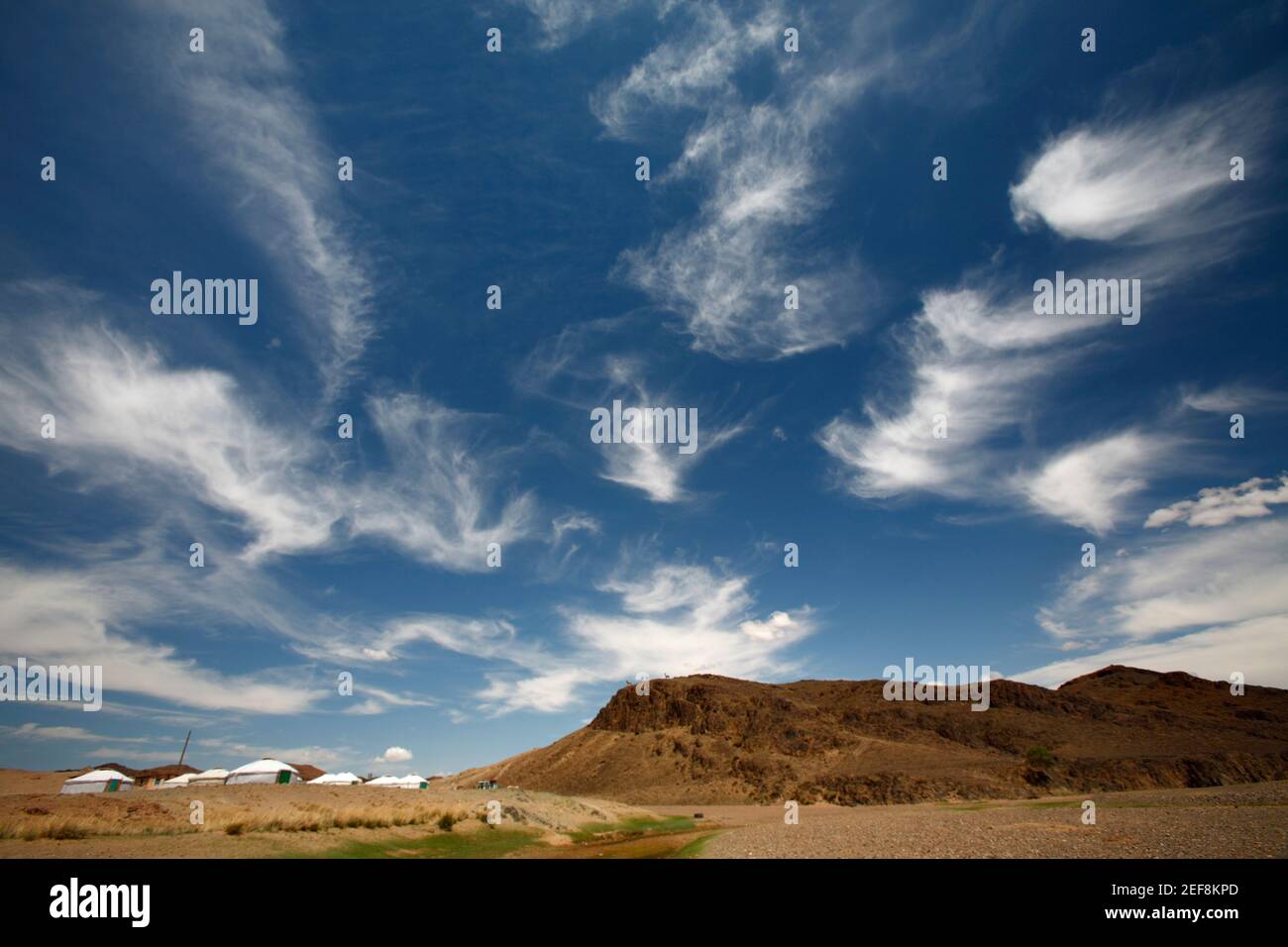Traditionelle Gers eine touristische camp, Wüste Gobi, Mongolei Stockfoto