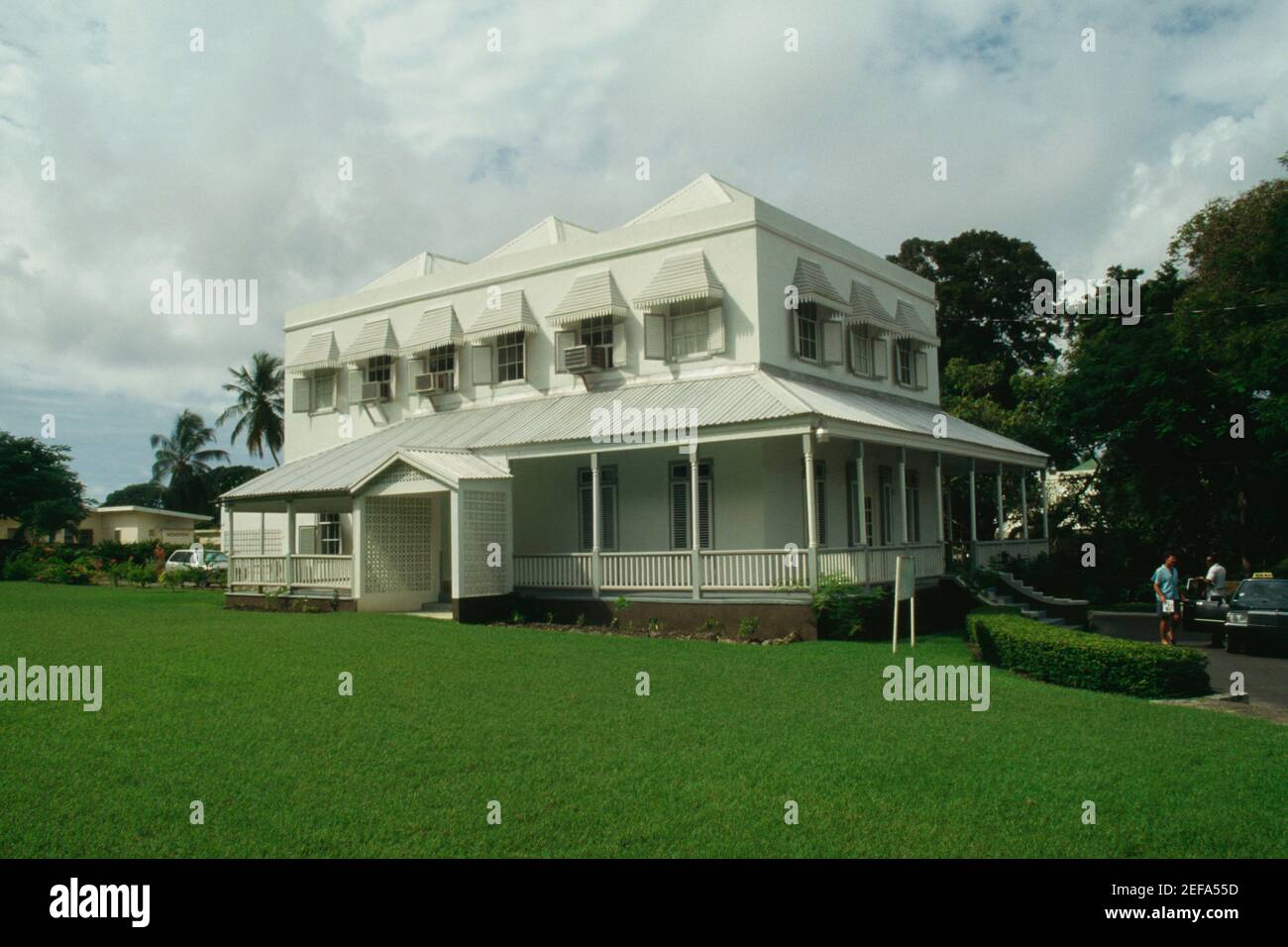 Das Balmemy House auf Barbados ist aus Korallenblöcken gebaut und wird von den Passatwinden gekühlt. Stockfoto