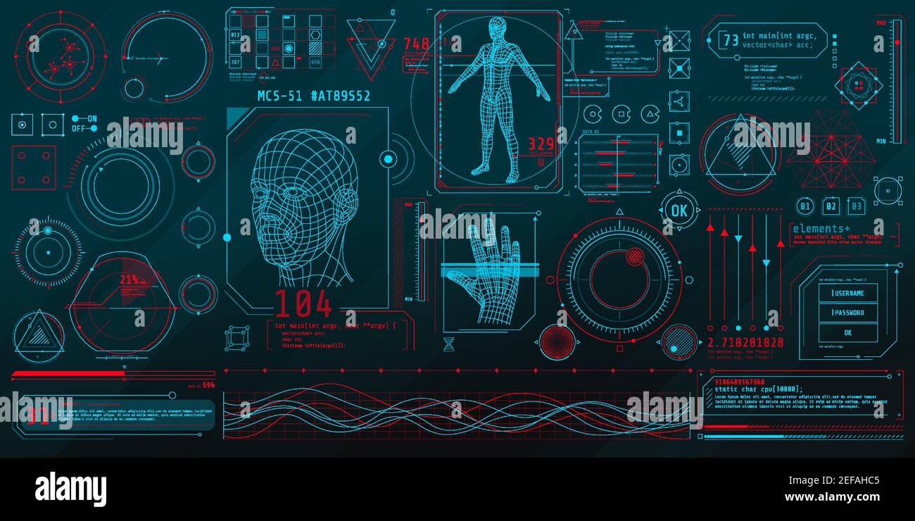 Eine Reihe von dünnen Elementen zum Thema Bio Scanning. Stock Vektor