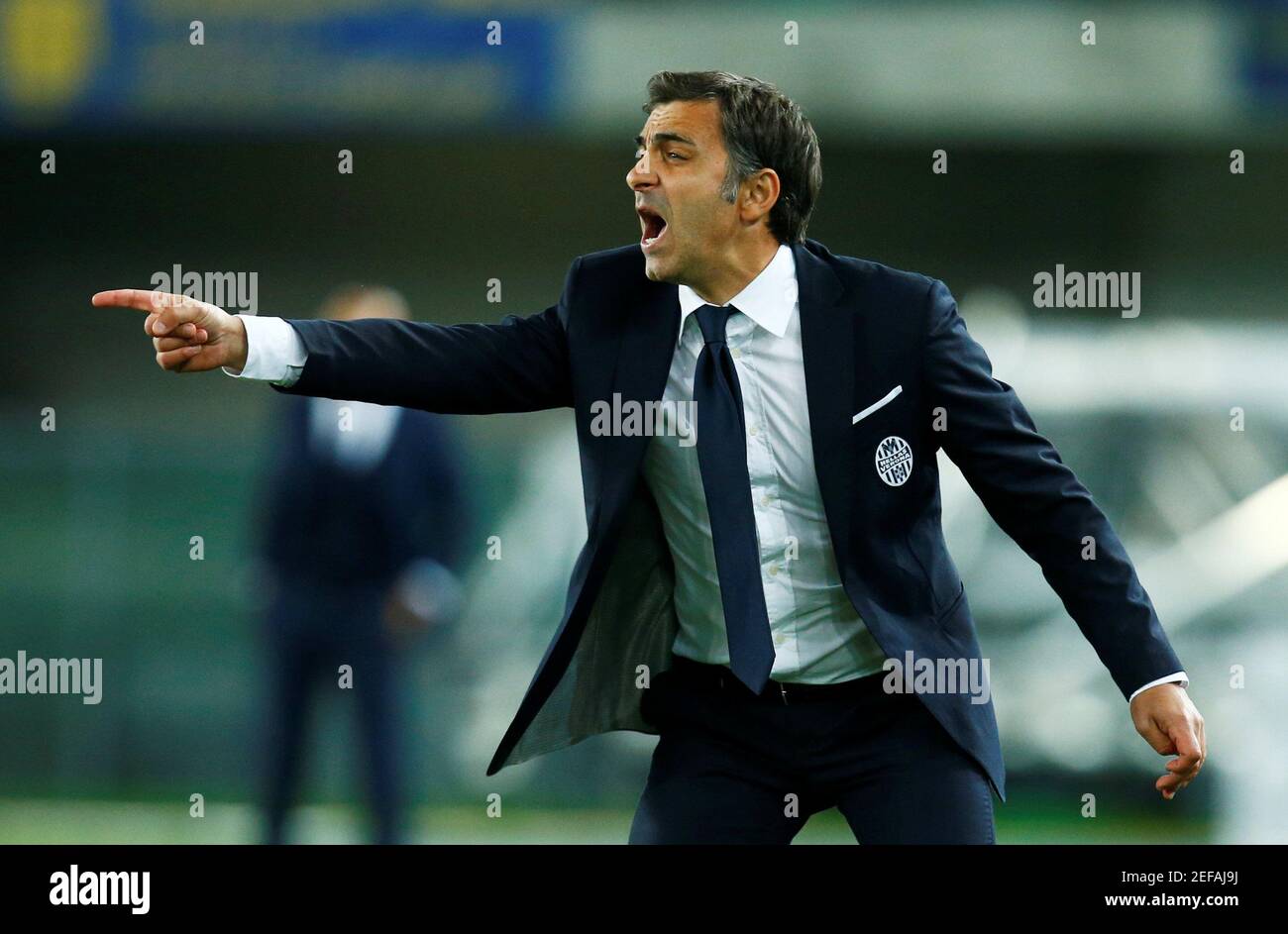 Fussball Serie A Hellas Verona Vs Inter Mailand Marcantonio Bentegodi Verona Italien 30 Oktober 2017 Hellas Verona Trainer Fabio Pecchia Reuters Alessandro Garofalo Stockfotografie Alamy