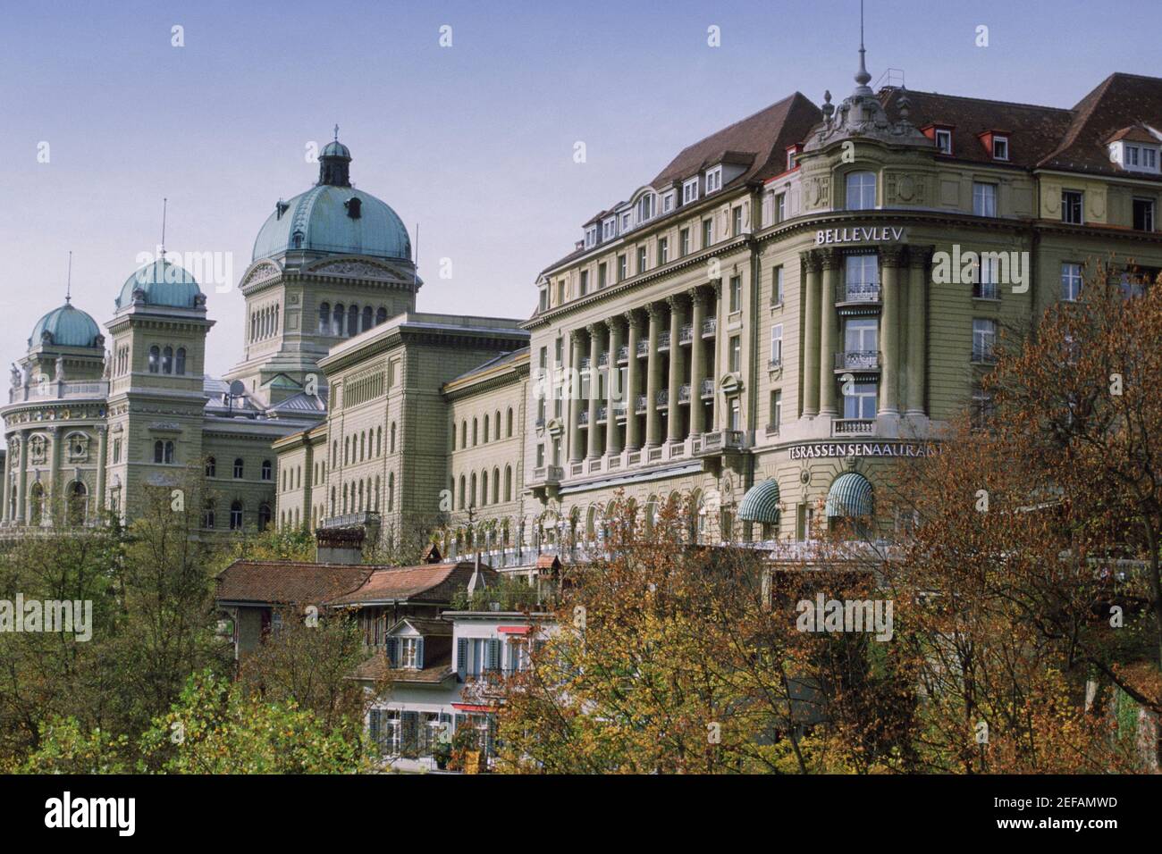 Flachansicht eines Gebäudes, Hotel Bellevue Palace, Bern, Kanton Bern, Schweiz Stockfoto