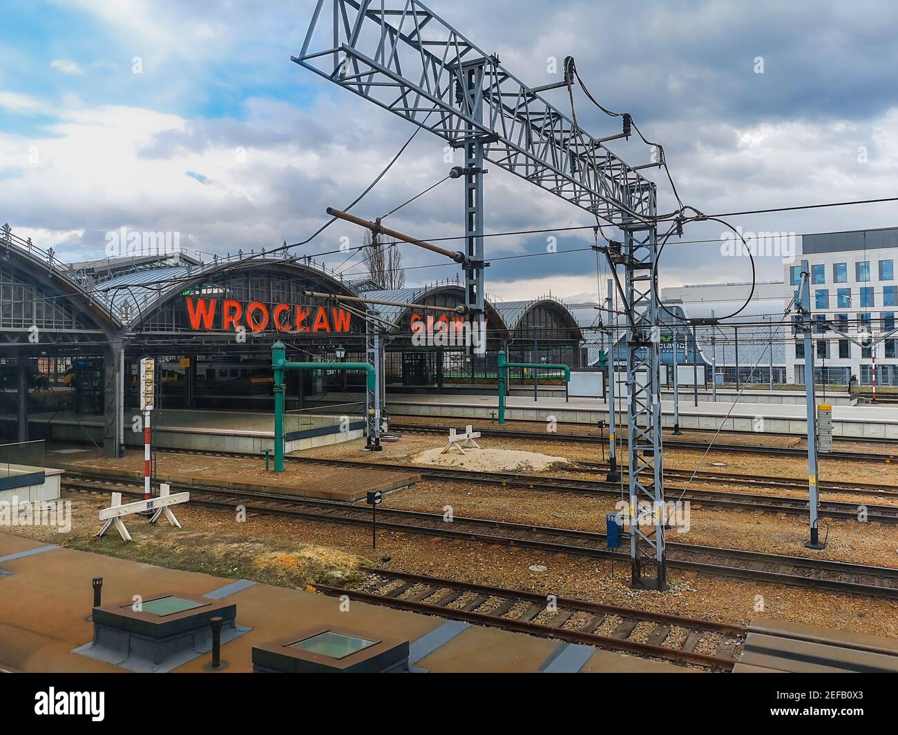 Breslau Polen März 5 2019 Bahnsteig-Gebäude an der Hauptbahn Station Stockfoto