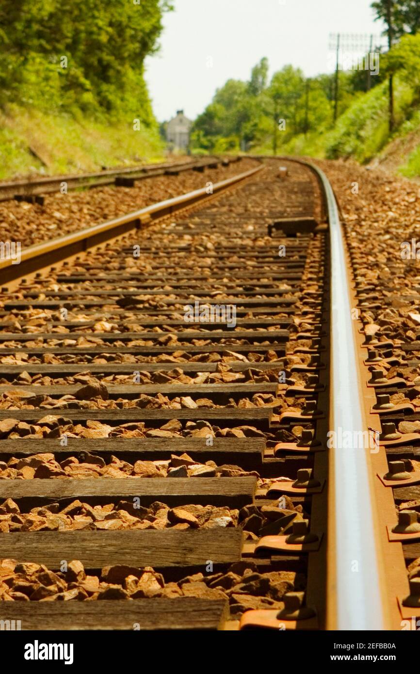 Vogelperspektive Blick auf ein Bahngleis, Loiretal, Frankreich Stockfoto