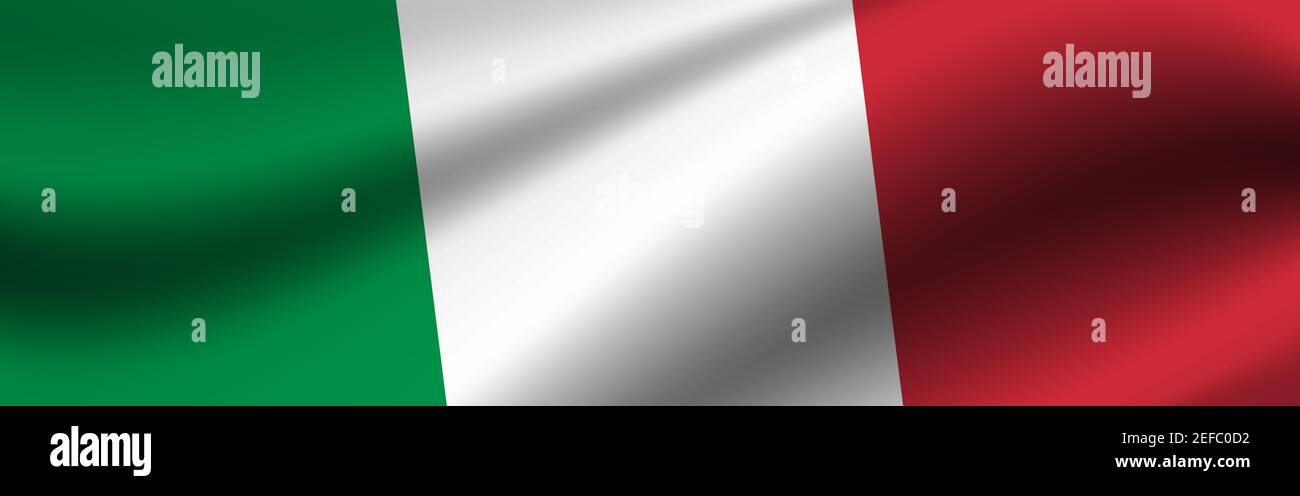 Banner mit der Flagge von Italien Stoff Textur der Flagge von Italien. Stockfoto