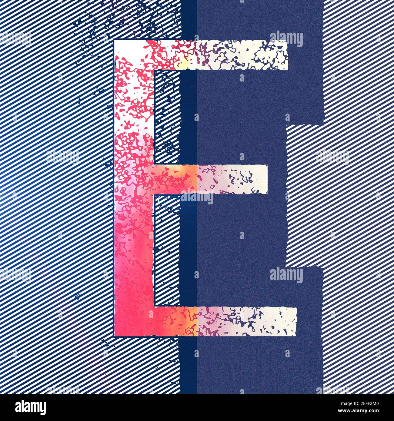 Quadratische Grafik mit dem Großbuchstaben E als Großbuchstaben Stockfoto