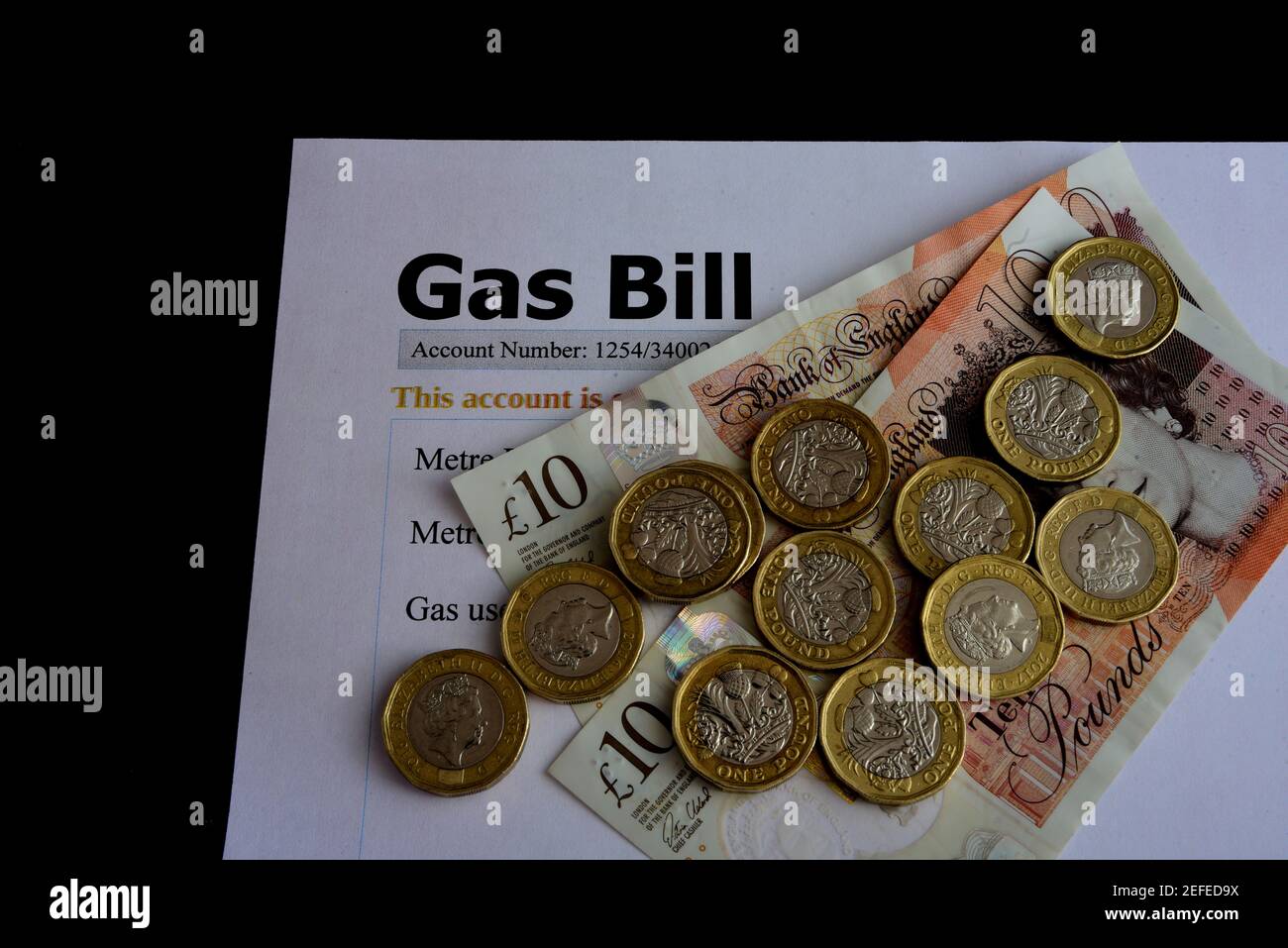 Allgemeine Gasrechnung Stockfoto