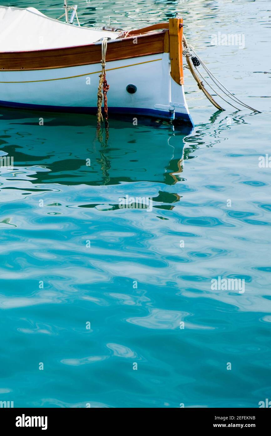 Boot am Meer, Italienische Riviera, Mar Ligure, Santa Margherita Ligure, Genua, Ligurien, Italien Stockfoto