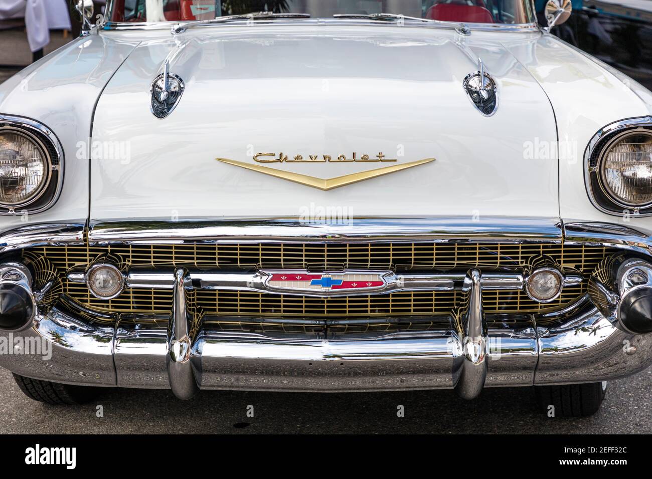 1957 Chevrolet 'Bel Air' auf der Ausstellung 'Cars on Fifth' - Naples, Florida, USA Stockfoto