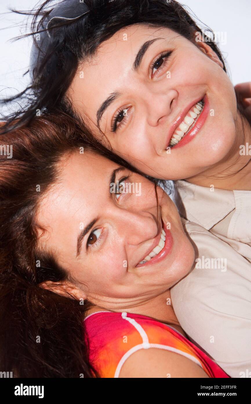 Porträt von zwei Frauen Lächeln Stockfoto