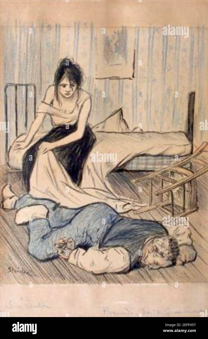 Theophile Steinlen Illustration mit dem Titel Remords or remorse Stockfoto