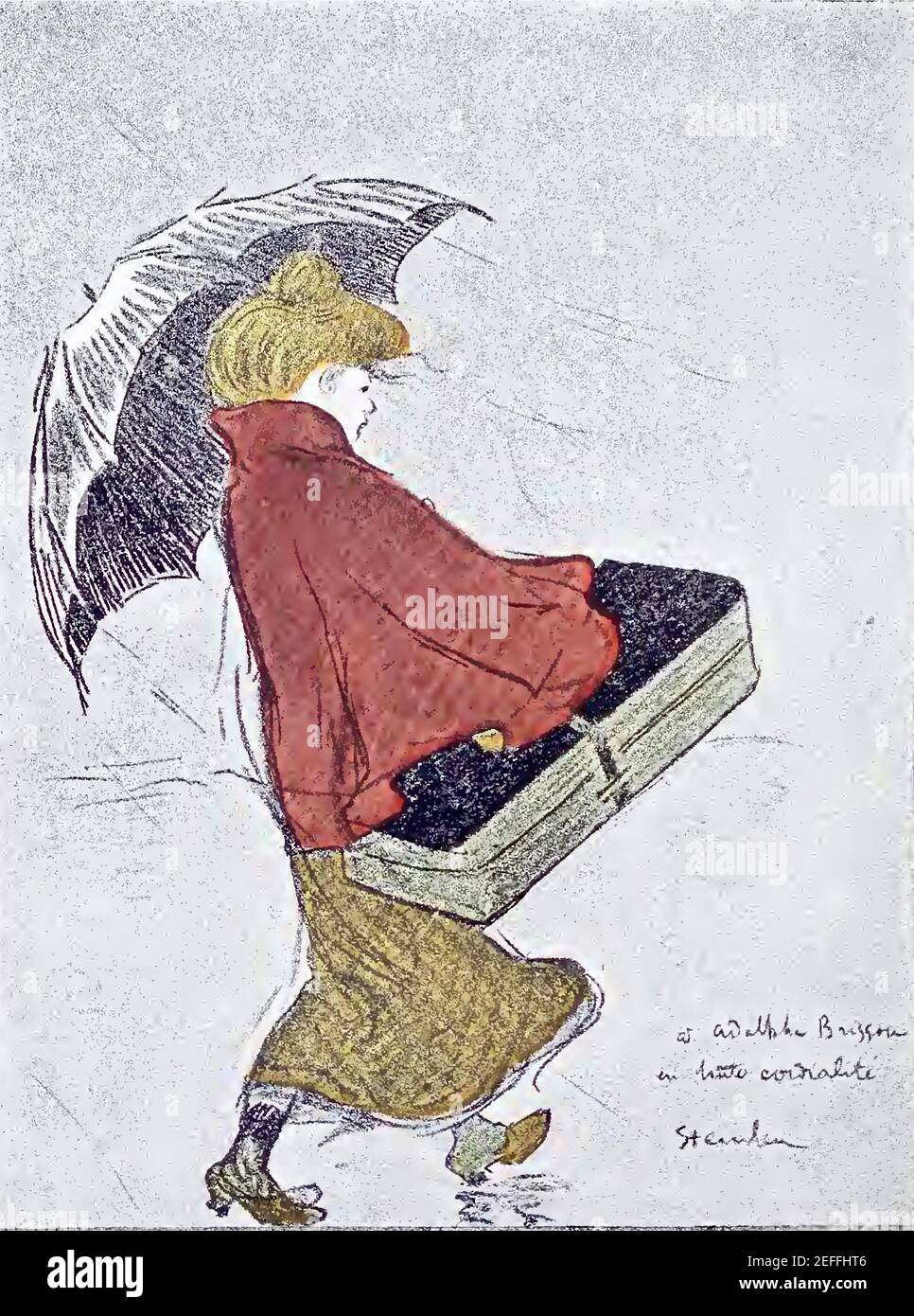 Theophile Steinlen Kunstwerk mit dem Titel Trottn Sous la Pluie von 1898 Stockfoto