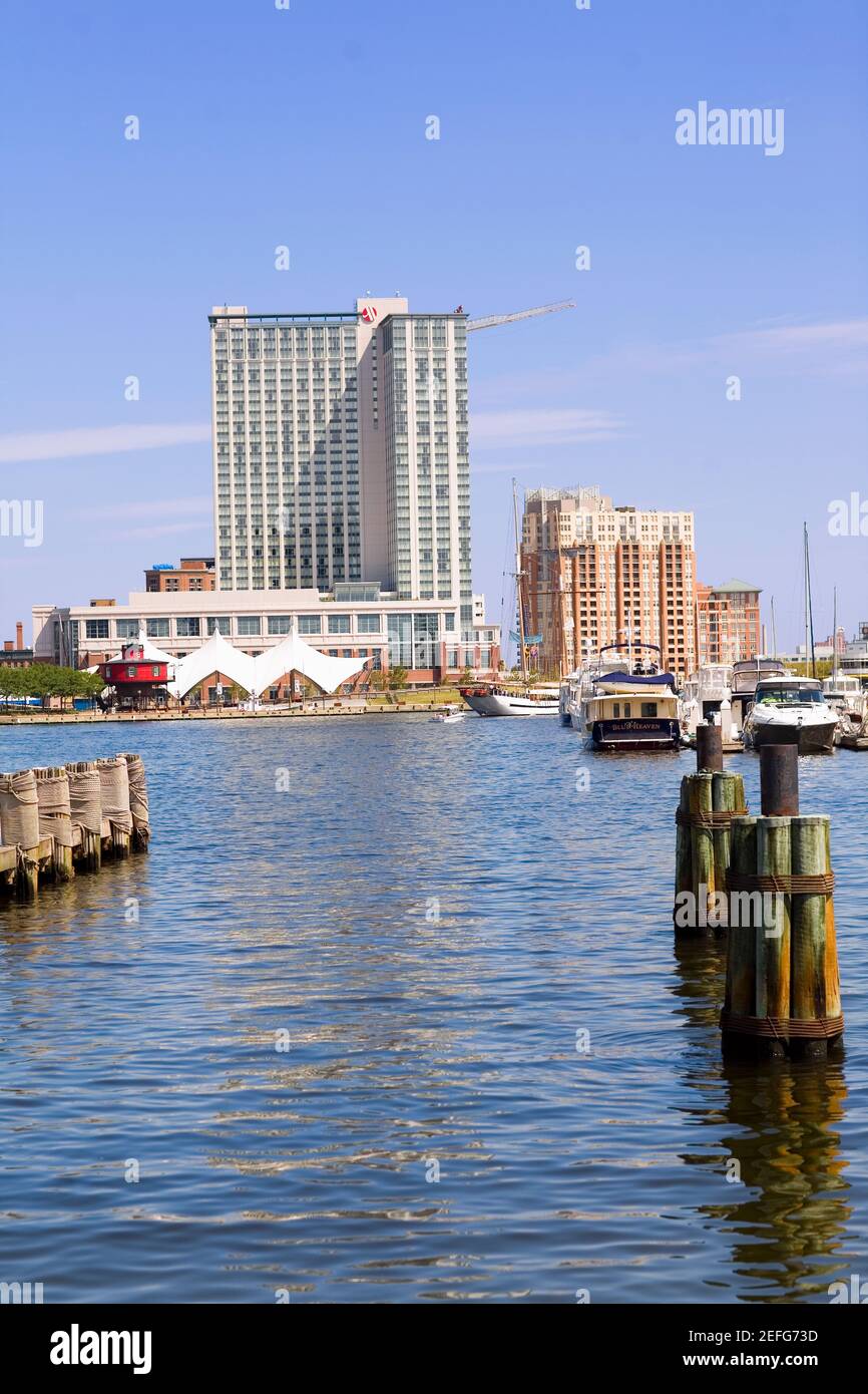 Gebäude an der Uferpromenade, Innenhafen, Baltimore, Maryland, USA Stockfoto