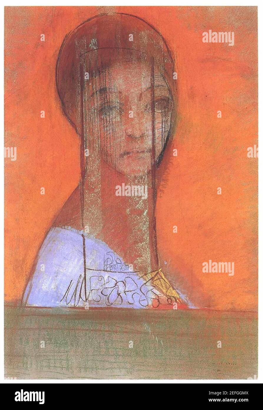 Odilon Redon - Frau mit Schleier. Stockfoto