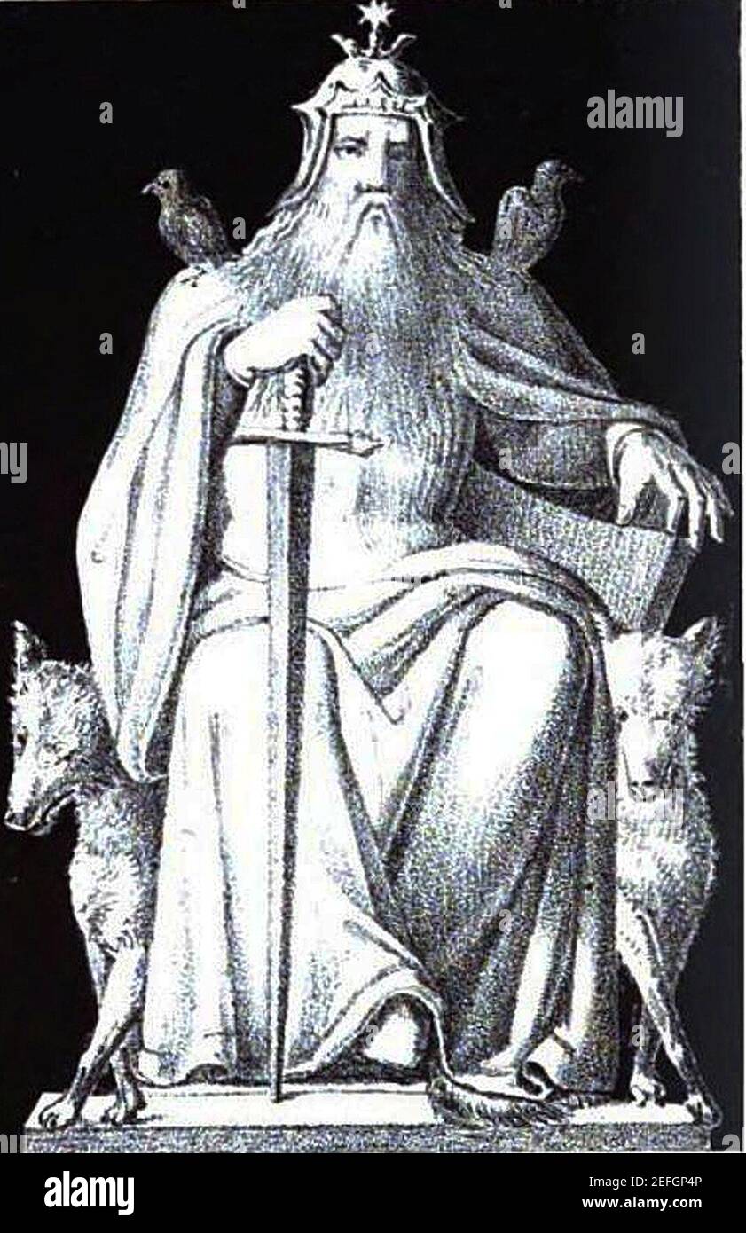 Odin oder Wodan (1832) aus die Helden und Götter des Nordens, oder das Buch der sagen. Stockfoto