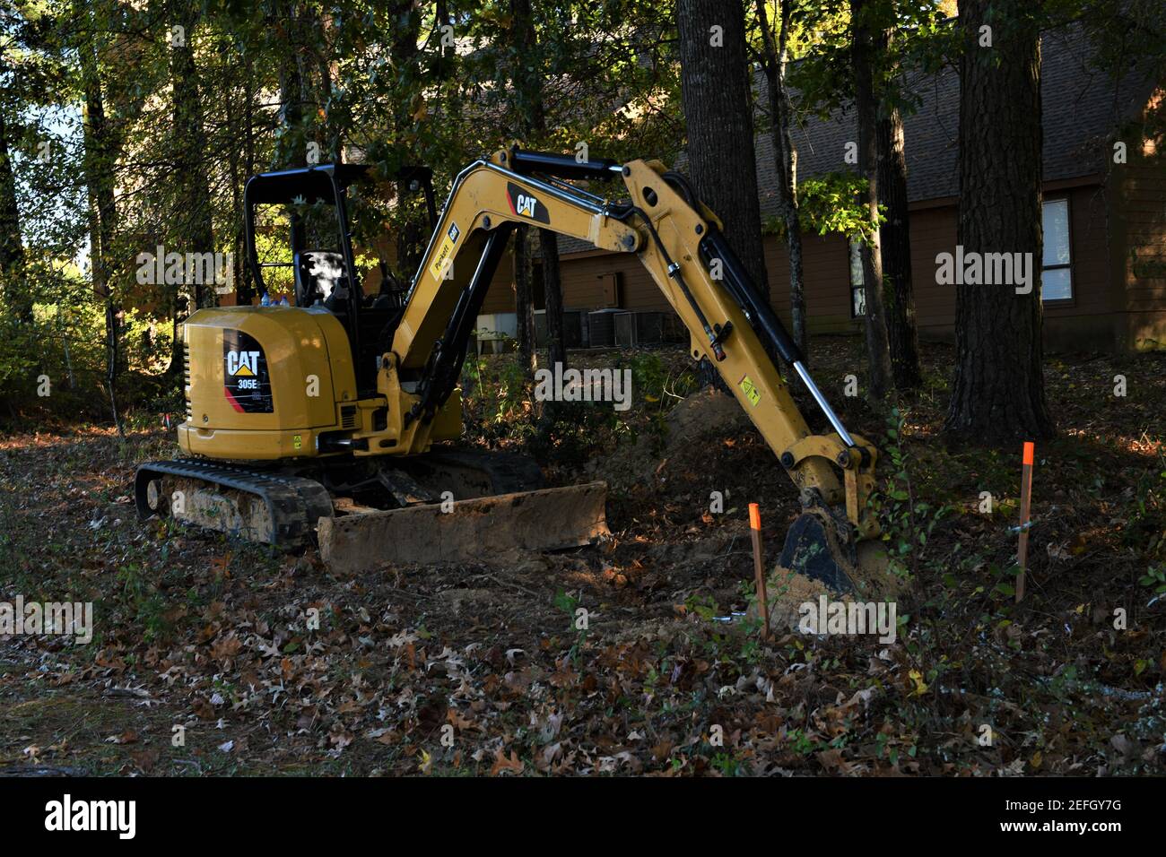 Caterpillar-Trackhoe. Stockfoto