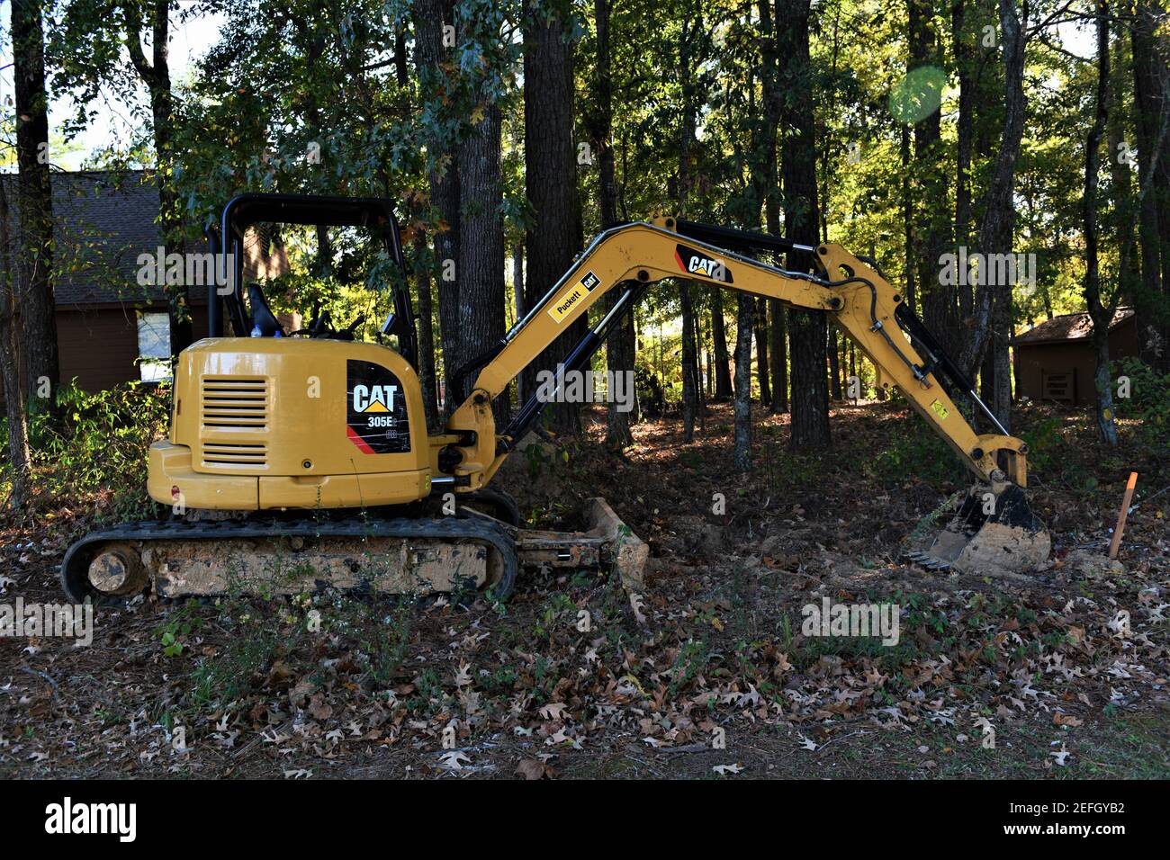 Caterpillar-Trackhoe. Stockfoto