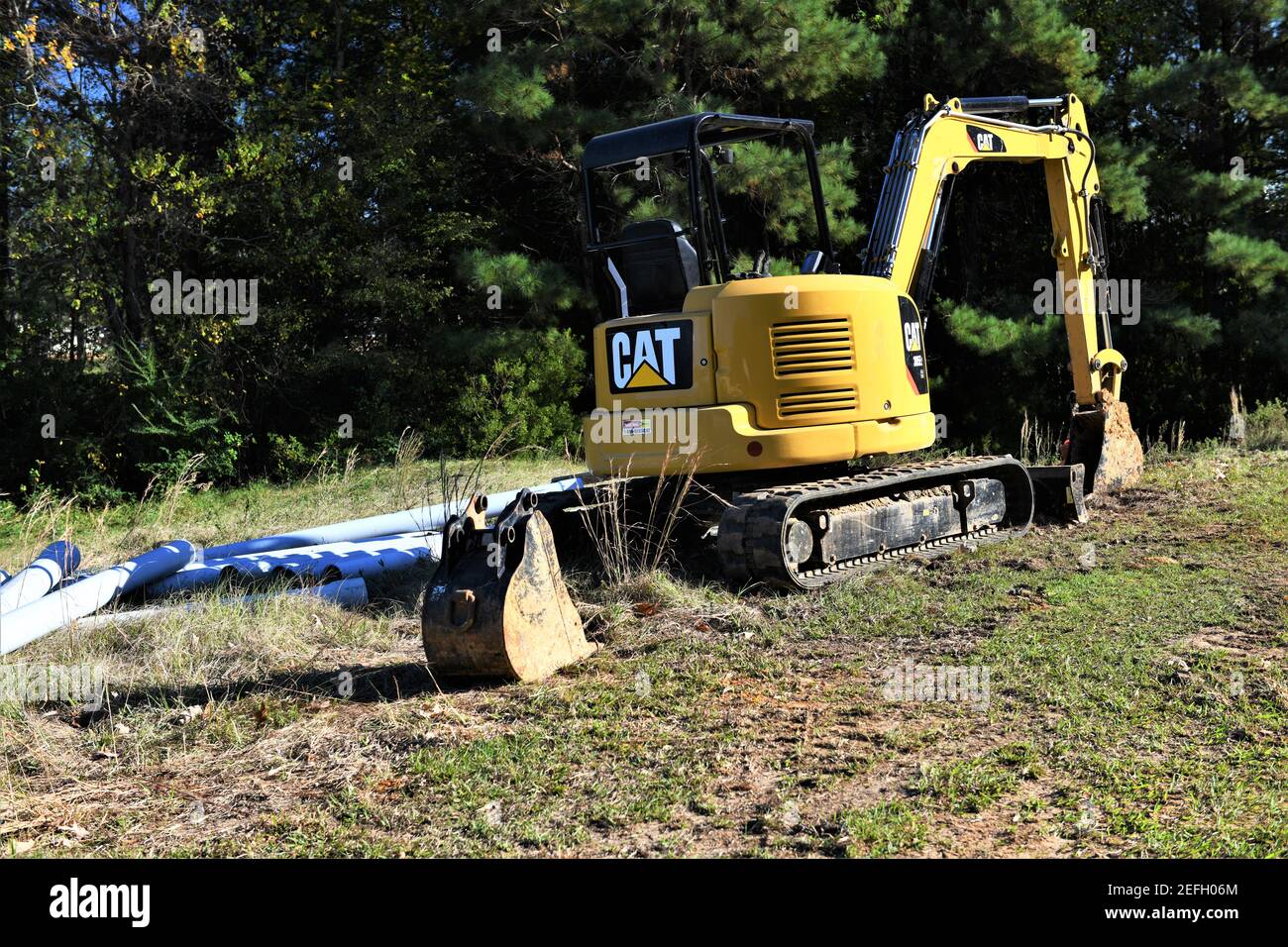 Caterpillar-Trackhoe. Stockfoto