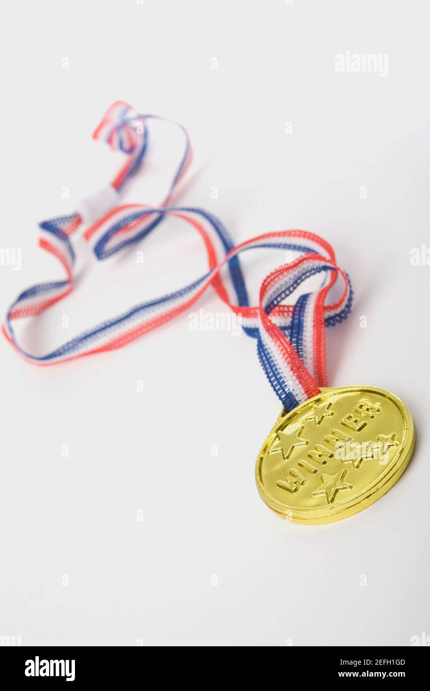 Nahaufnahme einer Goldmedaille Stockfoto