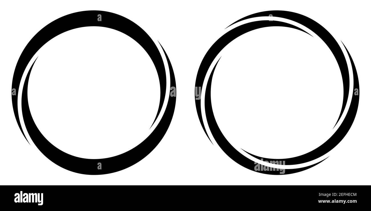 Runde kreisförmige Bannerrahmen, Ränder, Vektor von Hand gezeichnet, kreisförmige Marker Hervorhebung von Text Stock Vektor