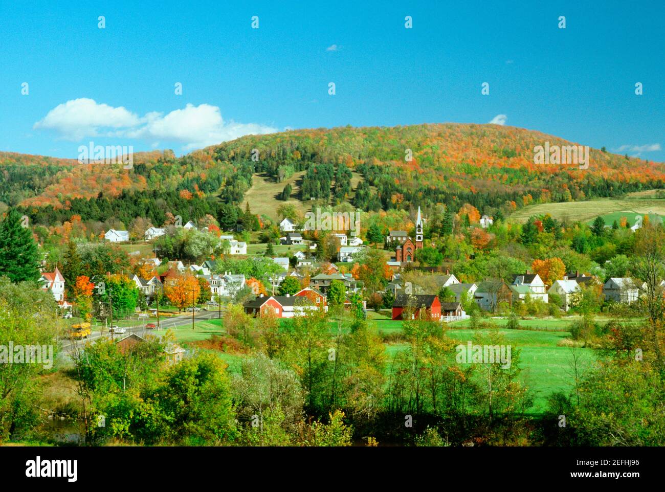Häuser in einem Dorf, Lyndonville, Vermont, USA Stockfoto