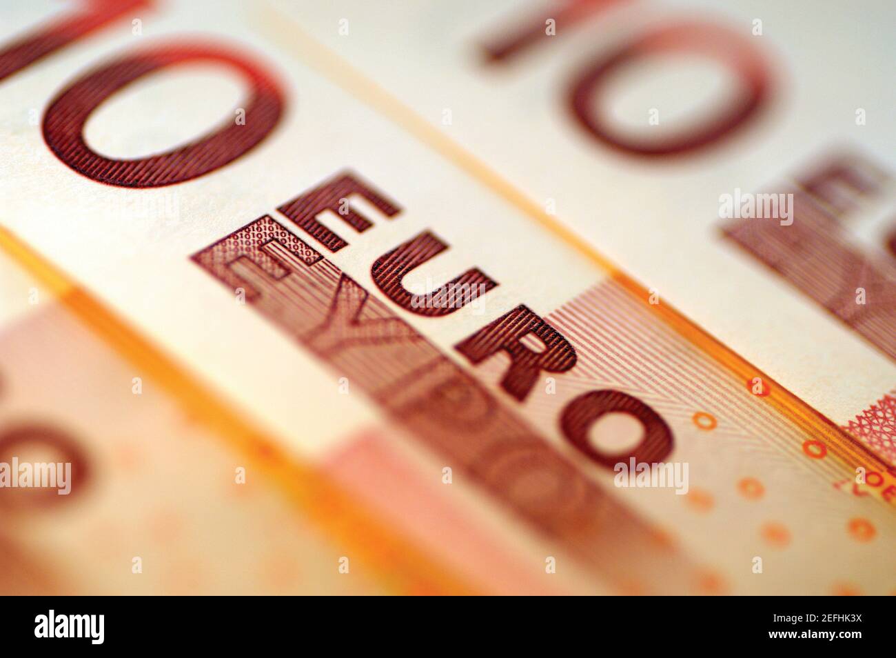 Zwei 10-Euro-Banknoten, Nahaufnahme Stockfoto