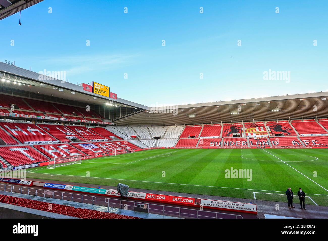 Sunderland, Großbritannien. Februar 2021, 17th. Ein allgemeiner Blick auf das Stadium of Light vor dem Halbfinale der Papa John's Trophy zwischen Sunderland und Lincoln City in Sunderland, Großbritannien am 2/17/2021. (Foto von Iam Burn/News Images/Sipa USA) Quelle: SIPA USA/Alamy Live News Stockfoto