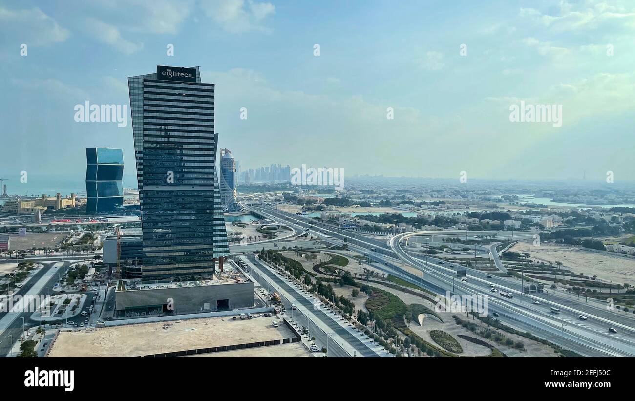 Wunderschöne Skyline von Lusail Marina City Stockfoto