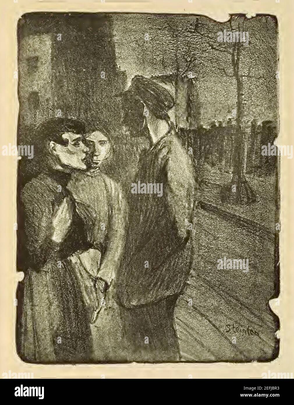 In den Vororten von Theophile Steinlen Stockfoto