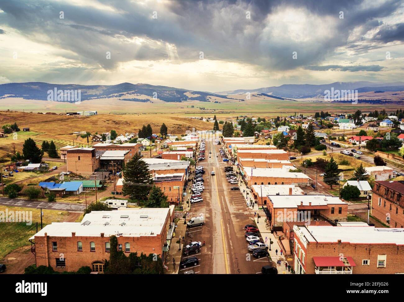 Broadway Street von Philipsburg, Montana Stockfoto