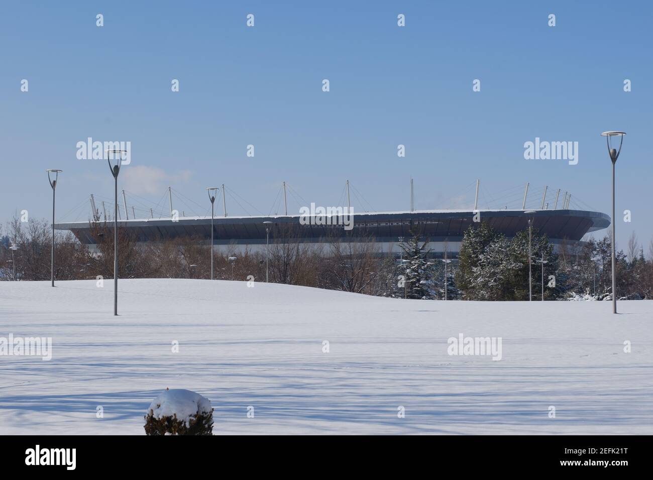 Eskisehirspor Stadion unter Schnee im Winter Eskisehir- Türkei Stockfoto